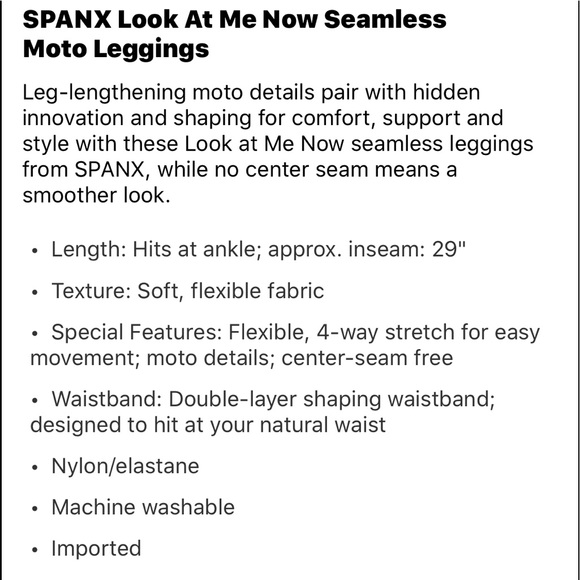 Spanx “look at me now seamless moto leggings” NEW! - Picture 5 of 5